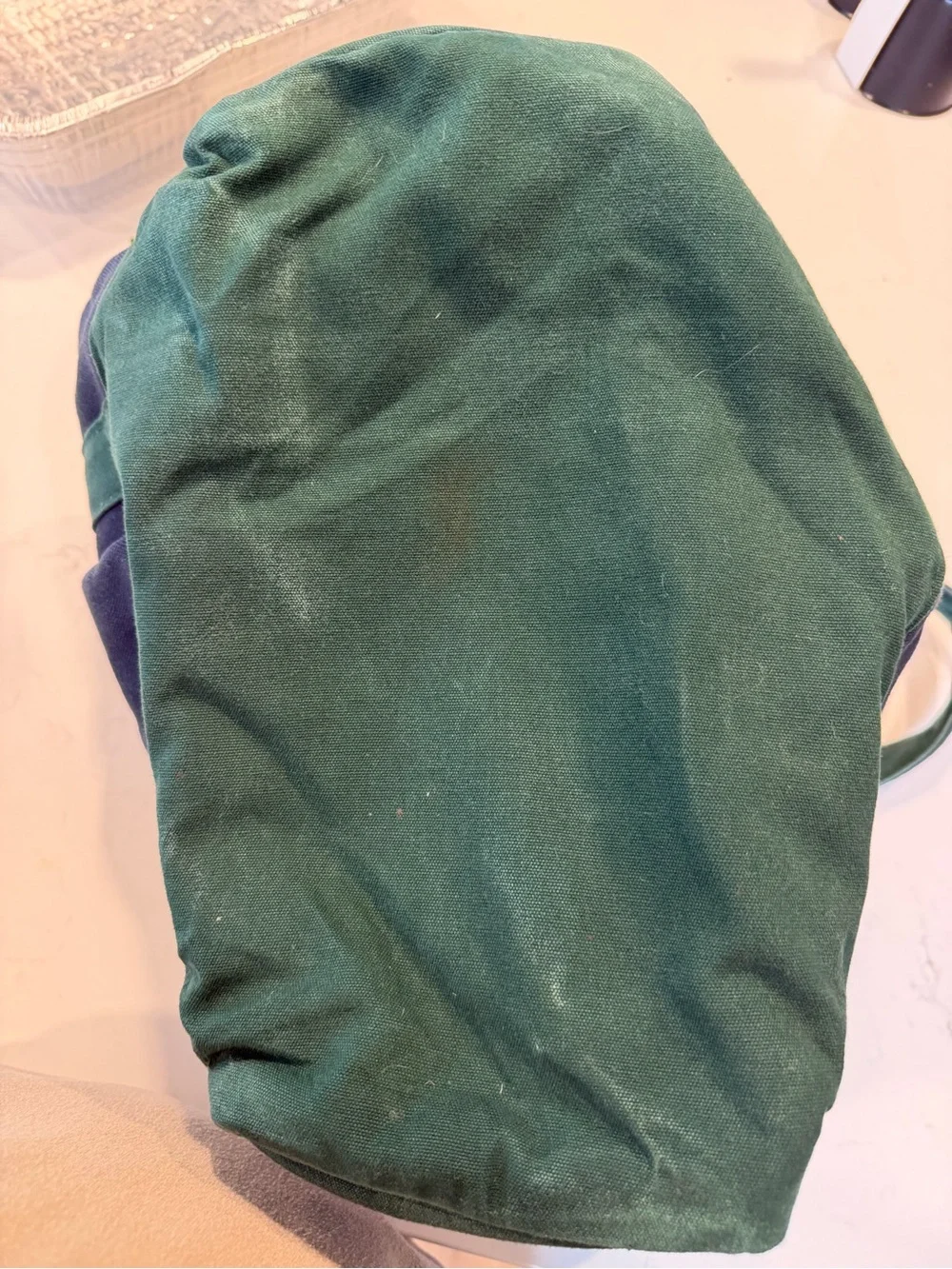Lands' End Canvas Duffel in Navy with Green Trim